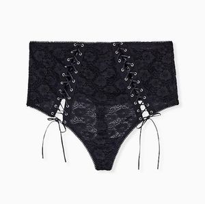 🆕️ BLACK LACE CORSET HIGH WAIST THONG PANTY